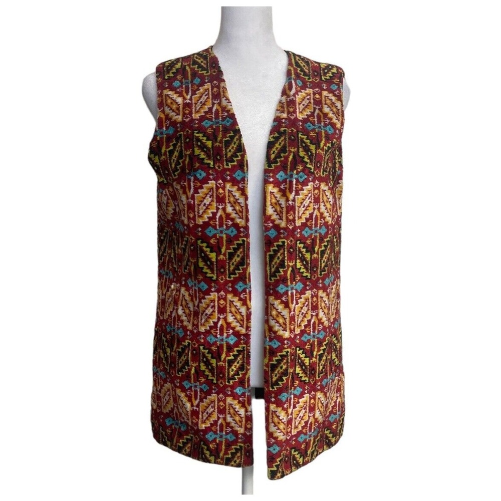 Vintage Saks Fifth Avenue Vest Kilim Rug Womens Medium Tapestry Hippie Boho 60s